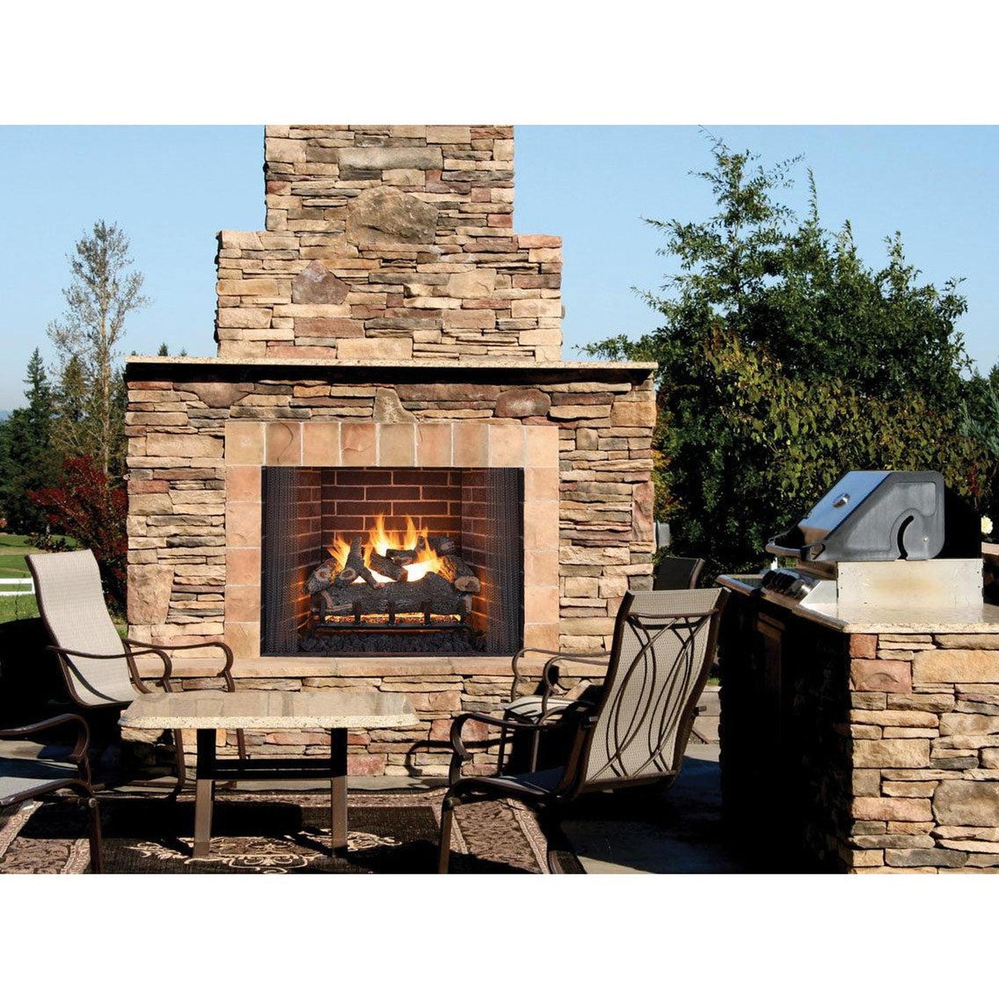 Superior Dual-Burner Series Smoky Weathered Oak 36" 9-Piece Outdoor Vented Gas Log Set
