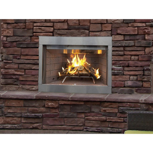 Superior WRE3036 36" Traditional Outdoor Wood Burning Fireplace With White Stacked Refractory Panels