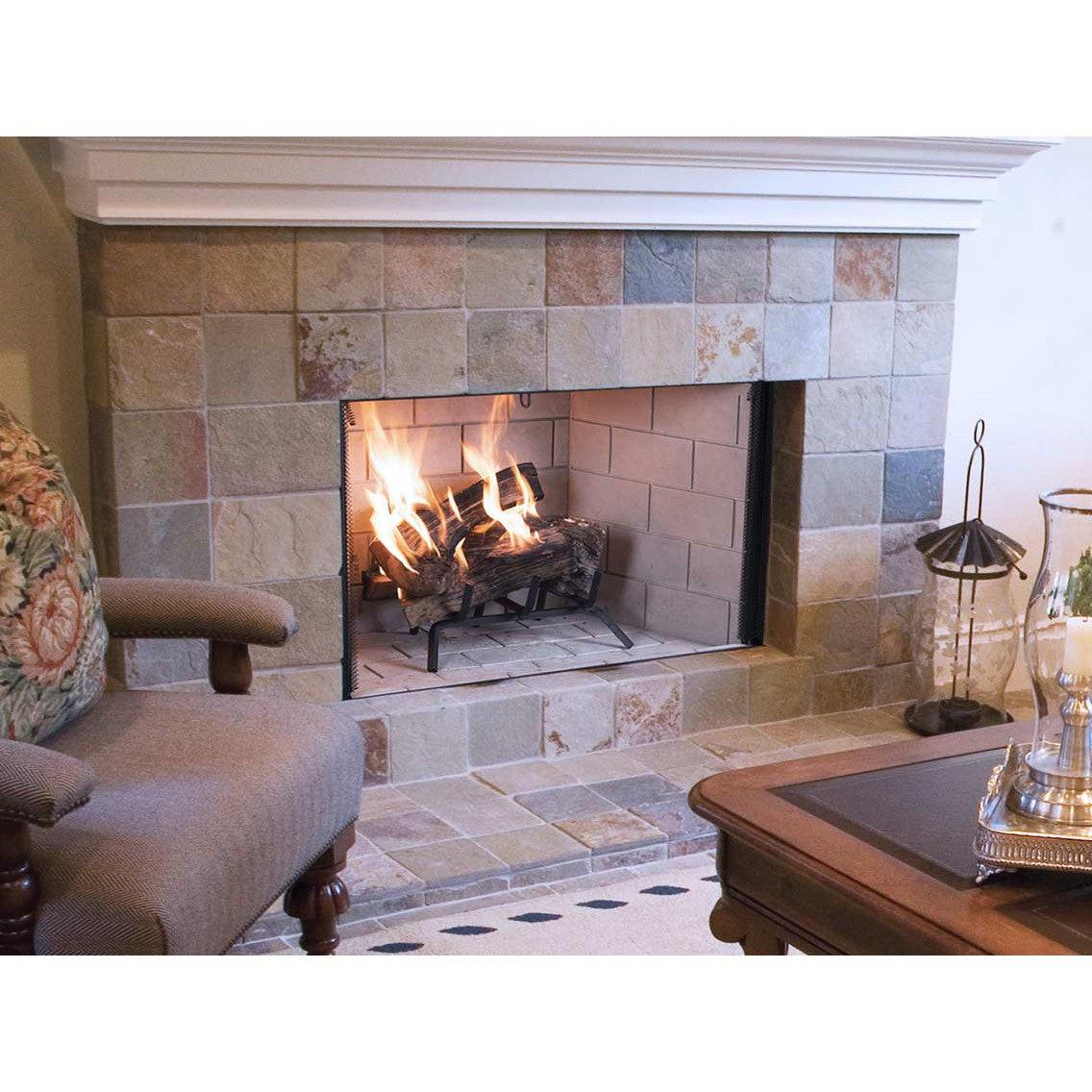 Superior WRT3538 38" Traditional Wood Burning Fireplace With Grey Herringbone Refractory Panels