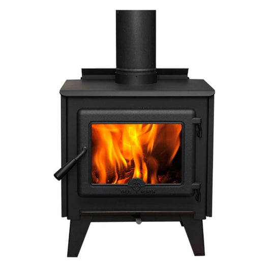True North TN10 21" Black Vented Wood Burning Stove With Legs, EPA2020 Certified