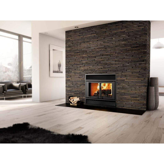 Valcourt Manoir Wood Burning Fireplace With Black Traditional Faceplate Louver