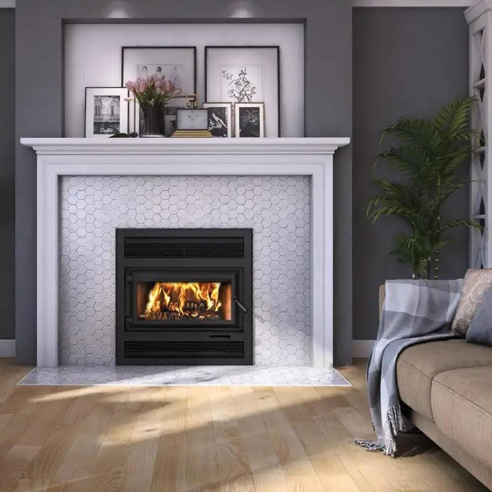 Ventis HE250R 37" Black High-Efficiency Direct Vent Large Wood Burning Fireplace, EPA2020 Certified