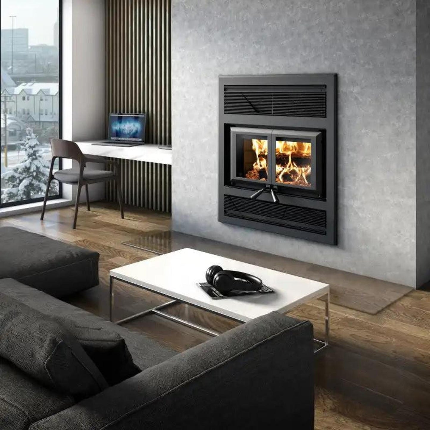 Ventis HE325 42" Black High-Efficiency Direct Vent Large Wood Burning Fireplace, EPA2020 Certified