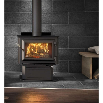 Ventis HES170 25" Black Wood Burning Medium Stove With Pedestal, EPA2020 Certified