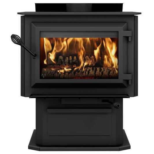 Ventis HES240 27" Black Wood Burning Large Stove With Pedestal, EPA2020 Certified