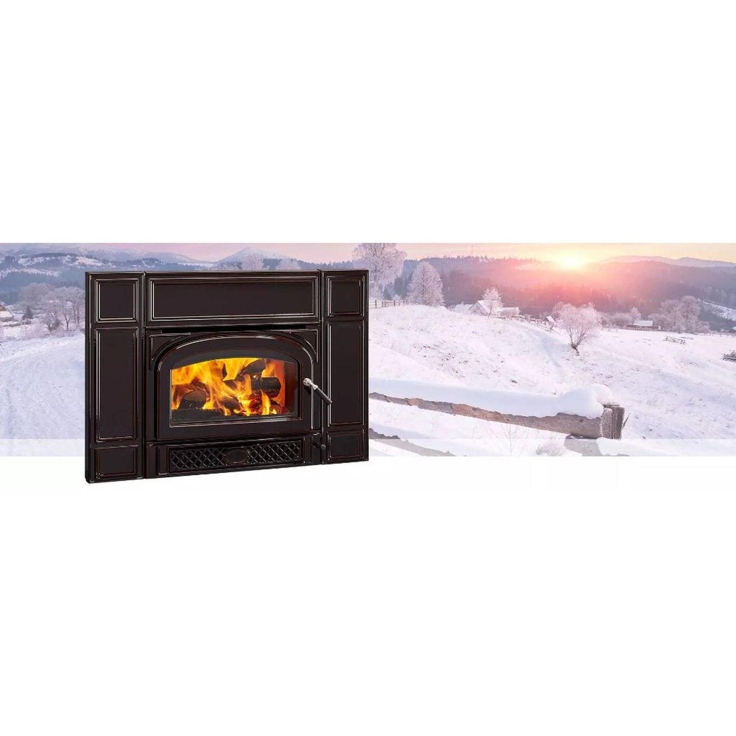 Vermont Castings Gifford 27" Majolica Brown Wood Burning Fireplace Insert
