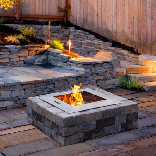 Zentro 24" Square Steel Smokeless Fire Pit Insert With Lid
